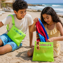 Girly Beach Bag Neon green  - شنطة بحر بناتي أخضر