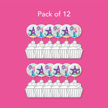 12 Cupcake Topper Mermaid theme  - مجموعة من ١٢ زينة كب كيك تصميم ميرميد