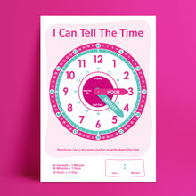Telling Time Learning Clock - Pink _ ساعة تعليمية لمعرفة الوقت -باللون الوردي