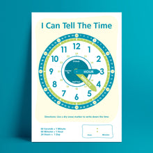 Telling Time Learning Clock - Green _ ساعة تعليمية لمعرفة الوقت - باللون الأخضر